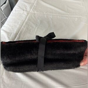 Louise NY inc Black Faux Fur Clutch with Bow- Used Twice!